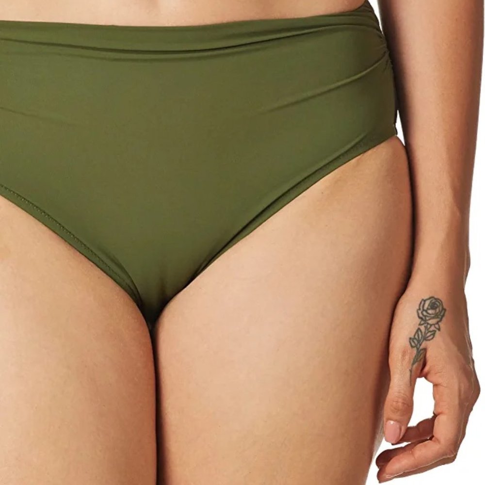 Profile by Gottex Women's Ruched High Waist Swimsuit Bottom **Olive Green**